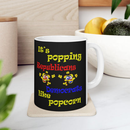 popping like popcorn - White Mug (black)