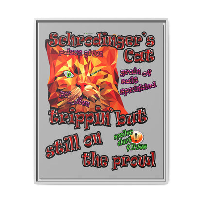 schrodinger's cat - framed canvas art (light grey)