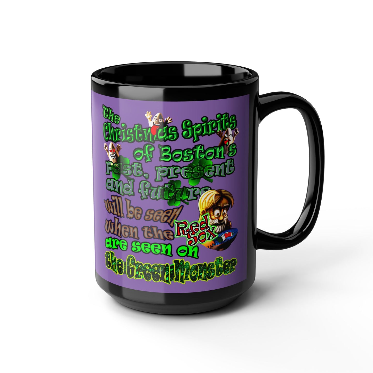 christmas spirits of boston - Black Mug (light purple)