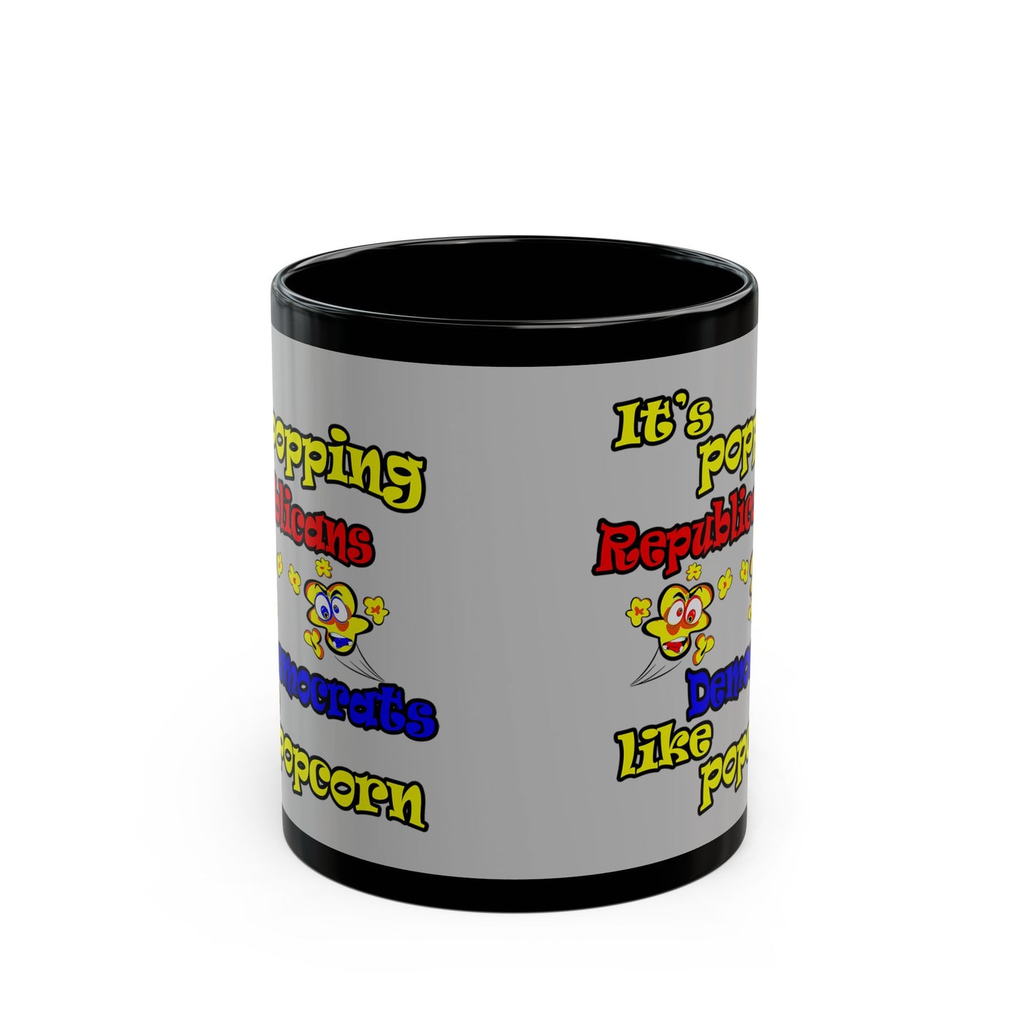 popping like popcorn - Black Mug (light grey)