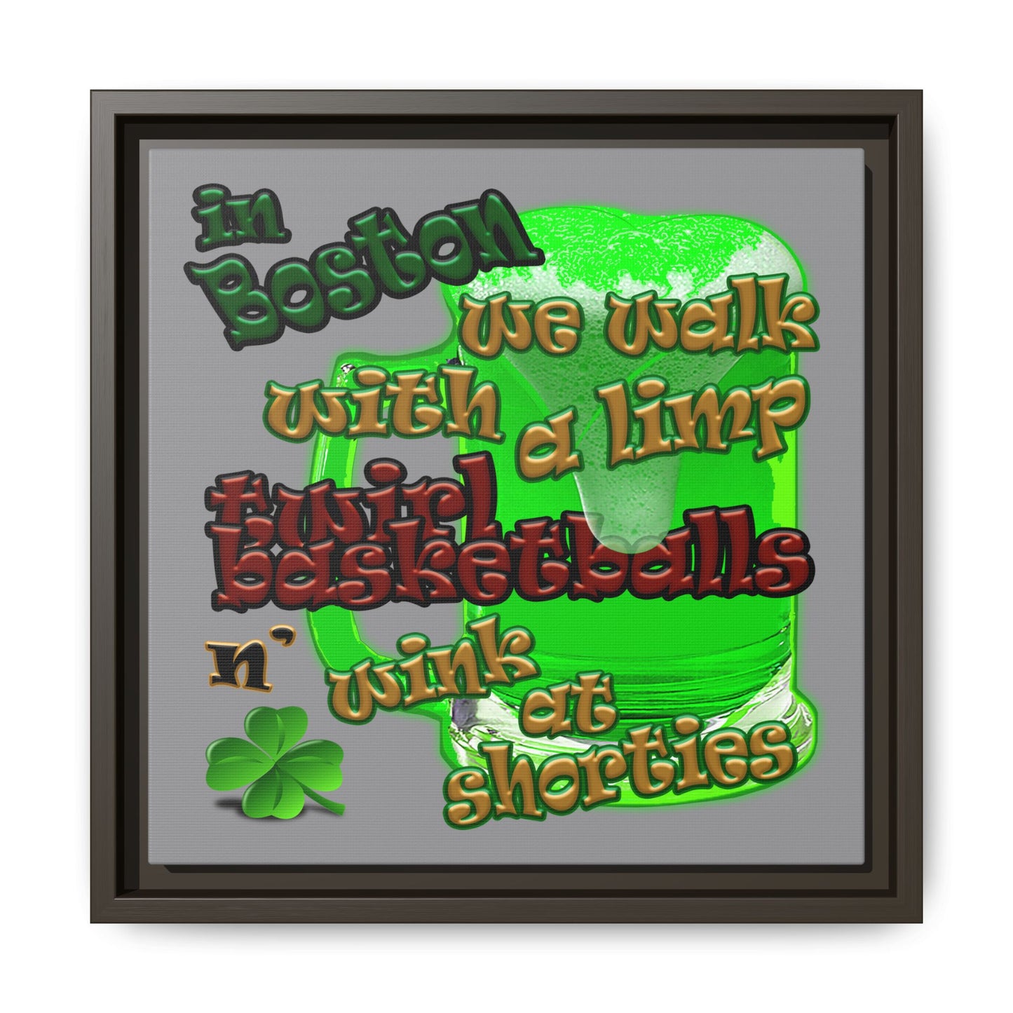 celtics logo - framed canvas art (grey)