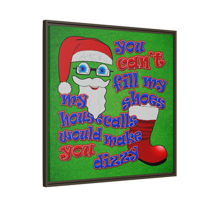 santa's shoes - framed canvas art (green turf)
