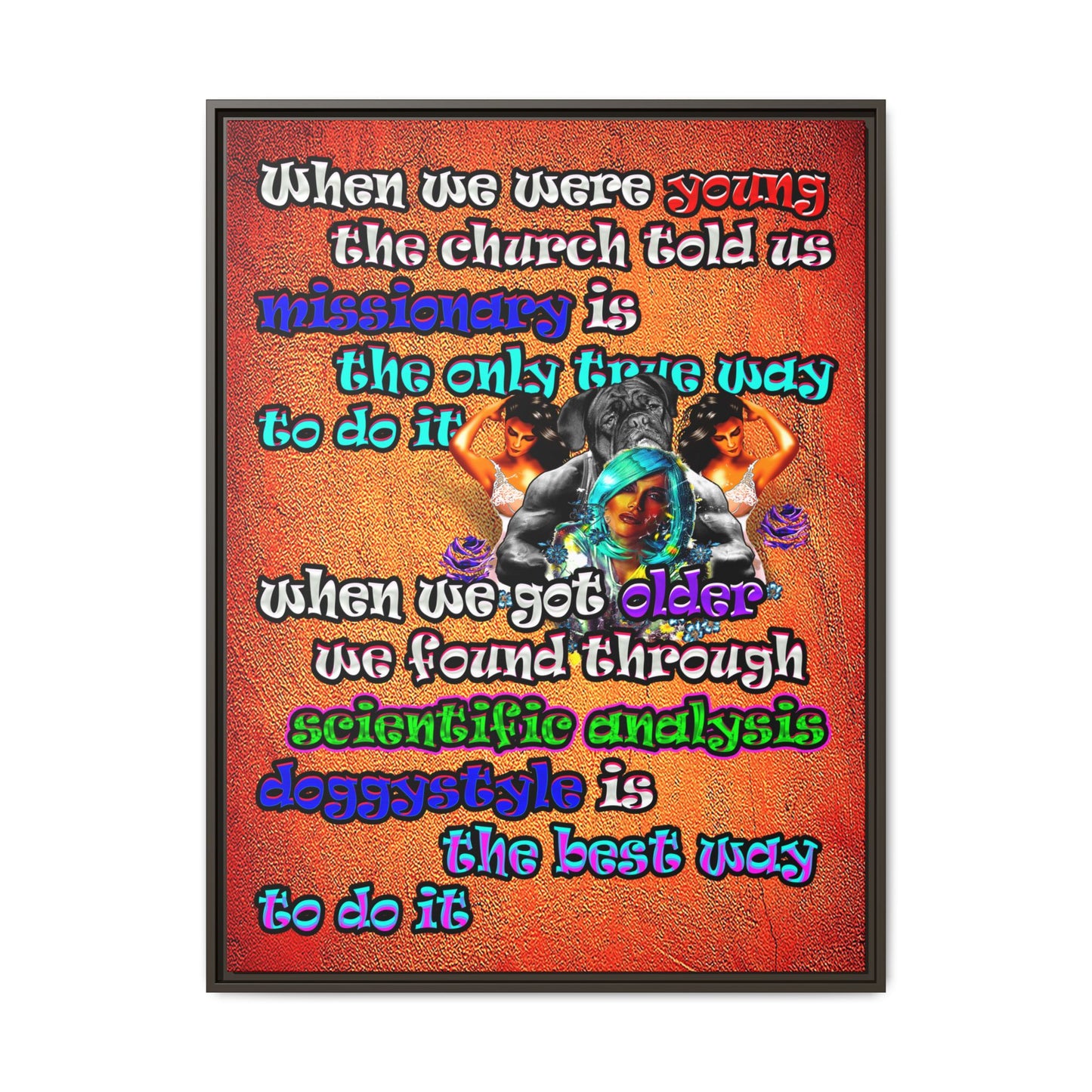 doggystyle - framed canvas art (burnt orange)