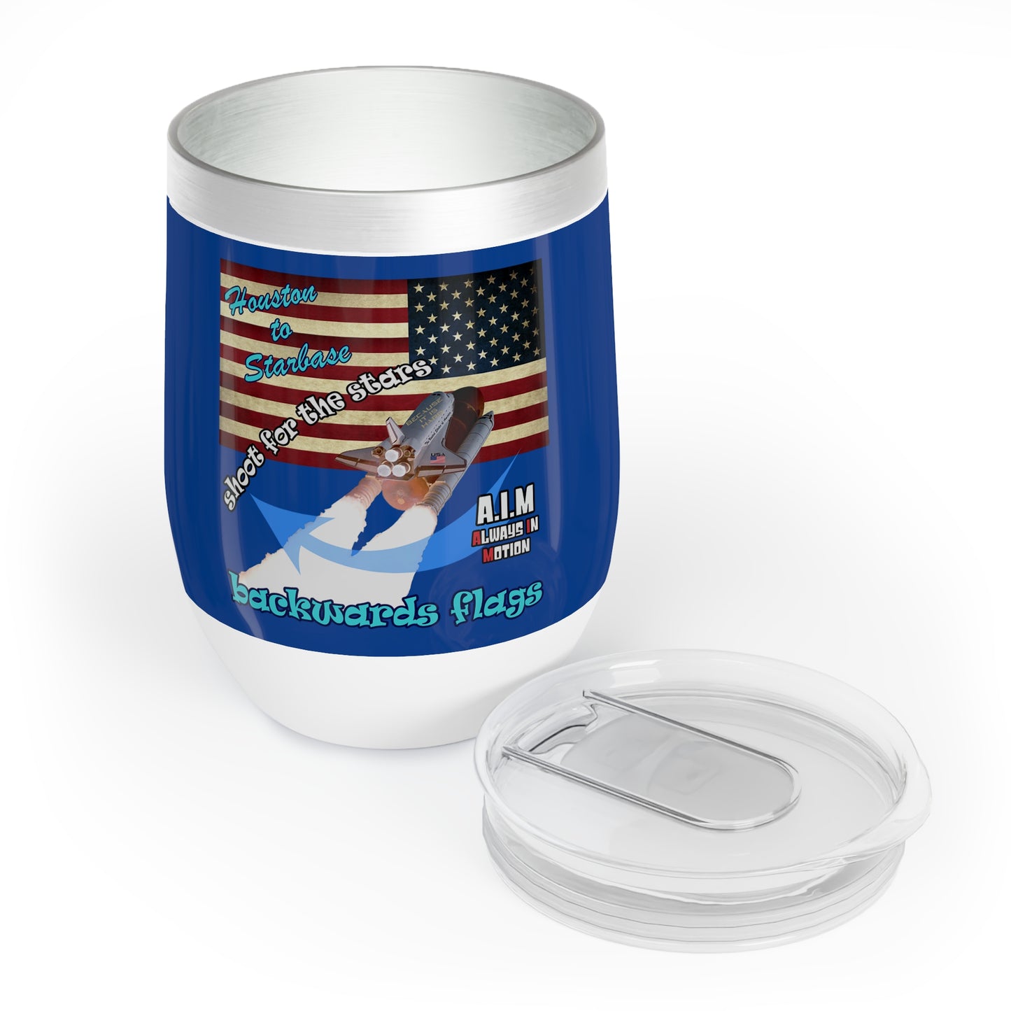 shoot for the stars - Chill Wine Tumbler (dark blue)