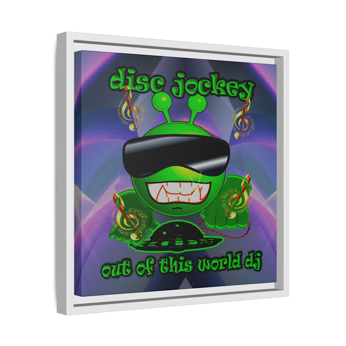 disc jockey - framed canvas art (grey-pink wave)
