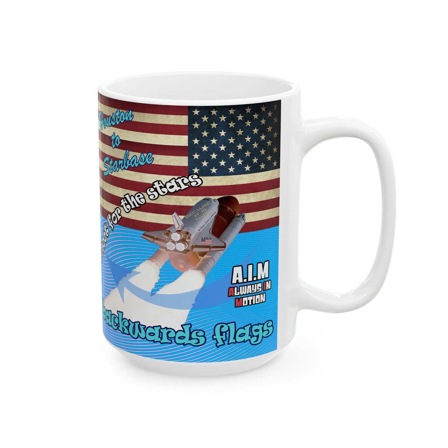 shoot for the stars - White Mug (light blue-purple wave)