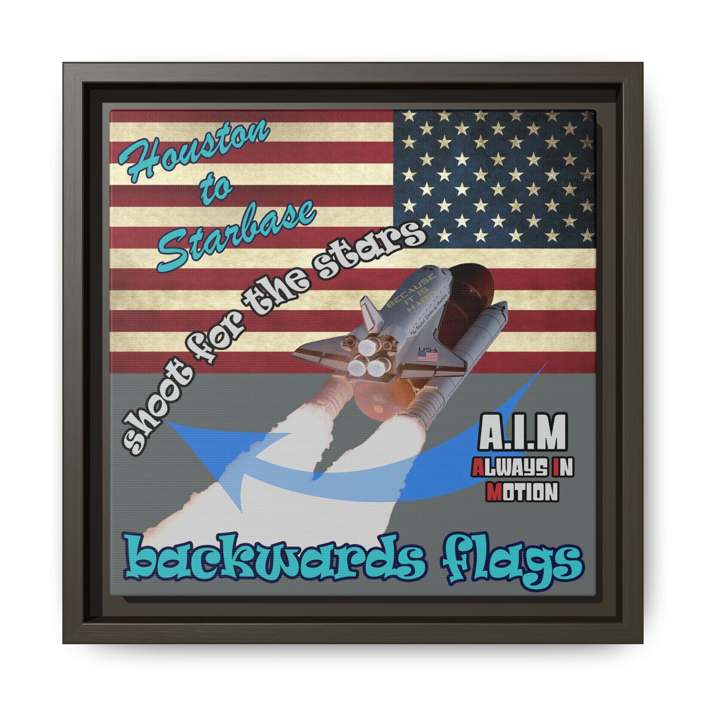 shoot for the stars - framed canvas art (dark grey)