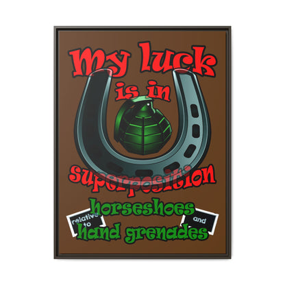 my luck - framed canvas art (brown)