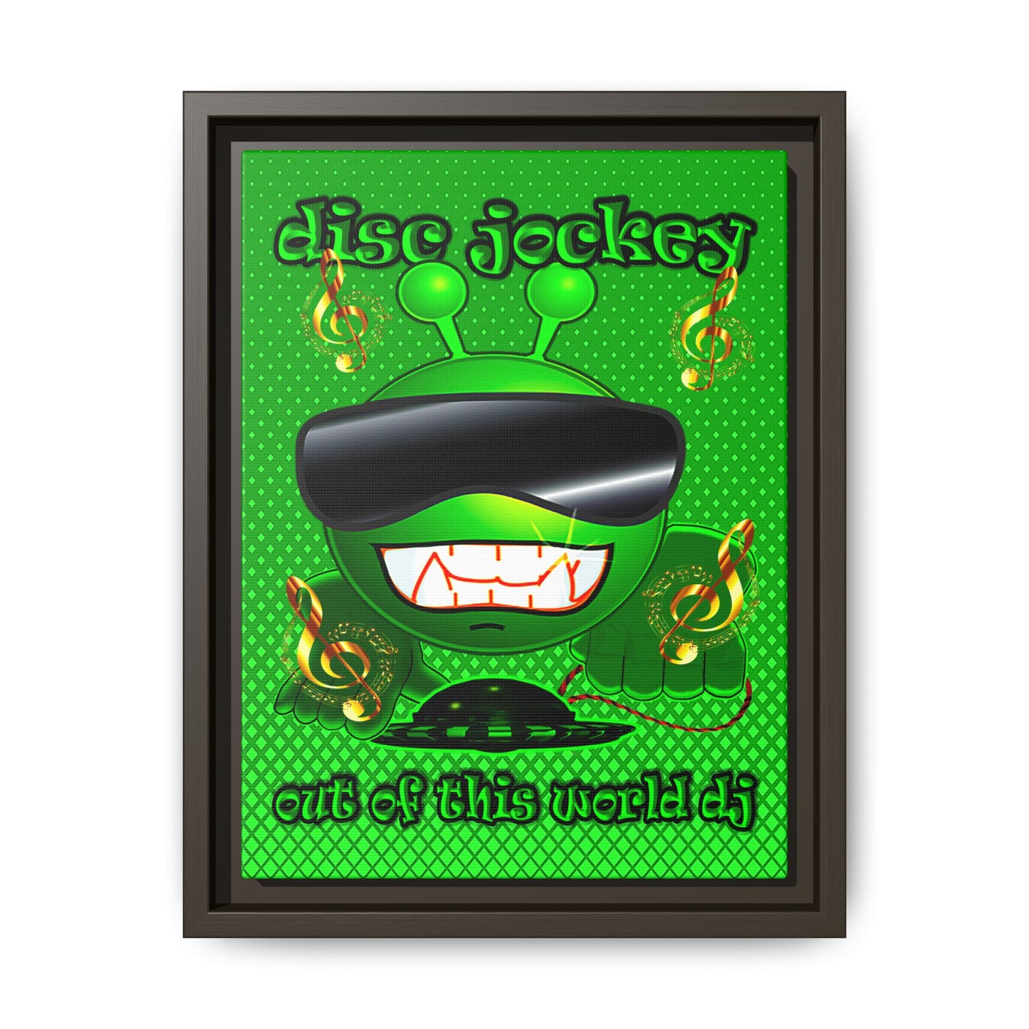 disc jockey - framed canvas art (logo green)