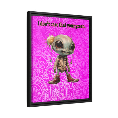 I don't care that your green - framed canvas art (pink swirl)