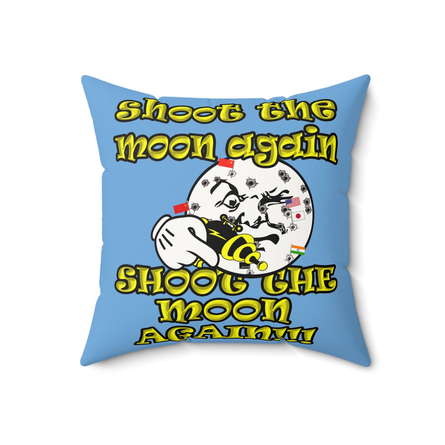shoot the moon again - Faux Suede Square Pillow - (light blue)