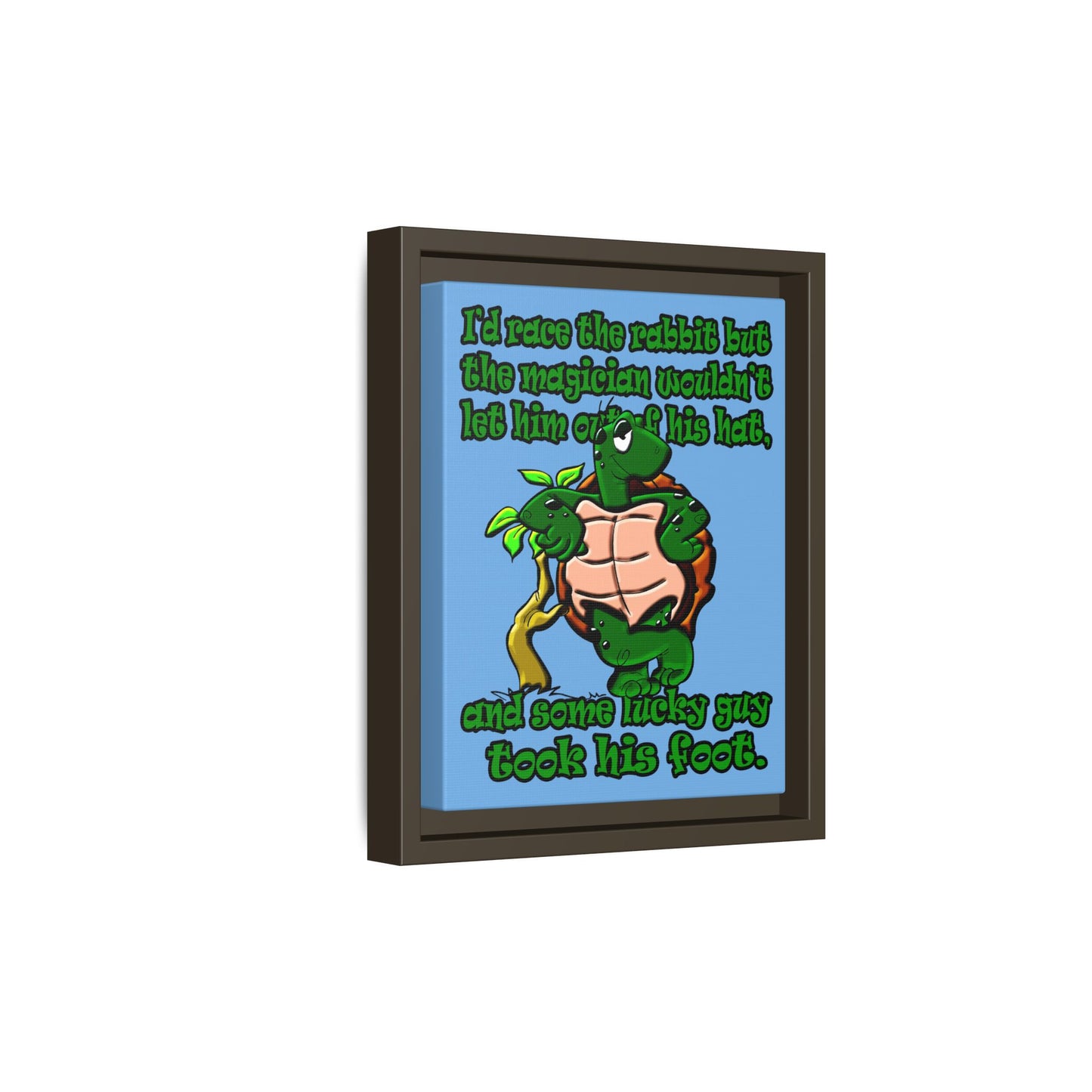 turtle race - framed canvas art (light blue)