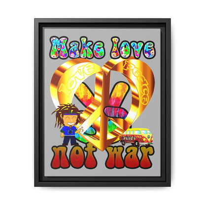 love peace - framed canvas art (light grey)