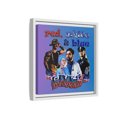rw&b lives matter - framed canvas art (light blue-purple wave)