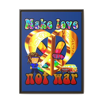 love peace - framed canvas art (dark blue)