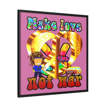 love peace - framed canvas art (light pink)