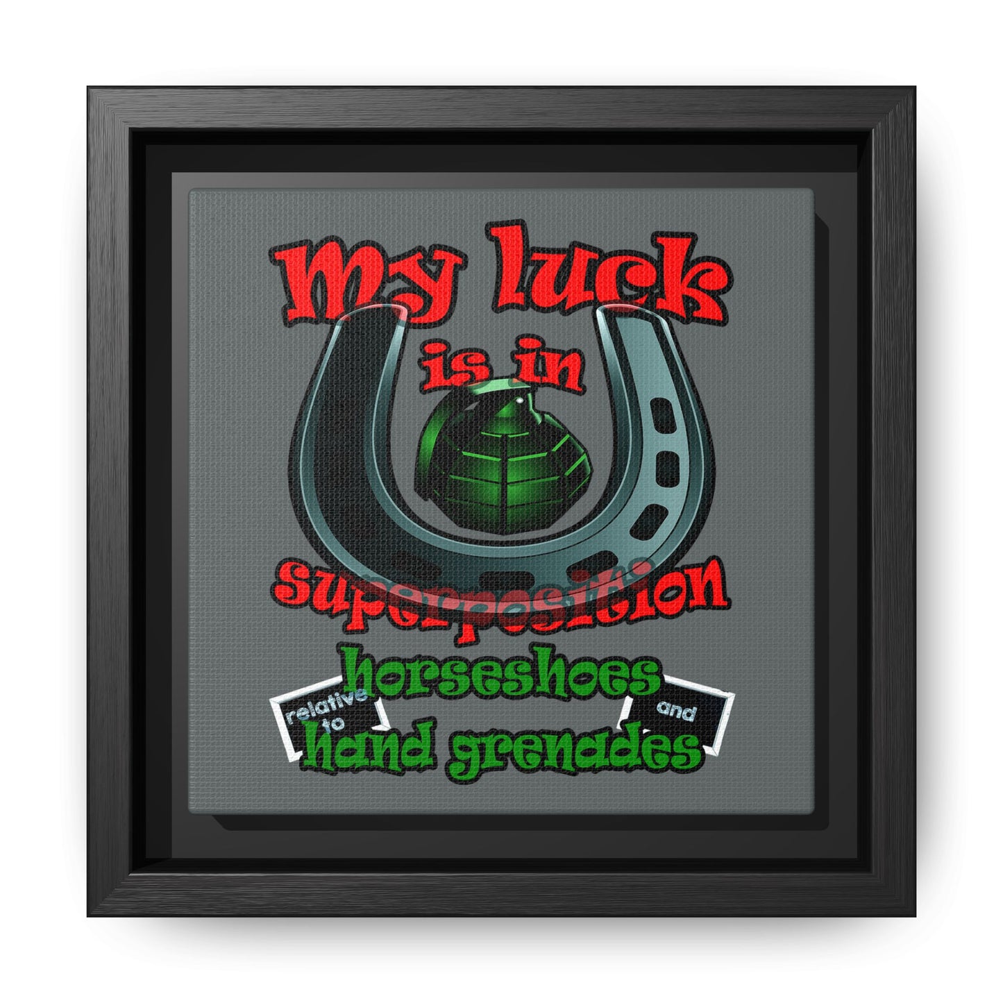 my luck - framed canvas art (dark grey)