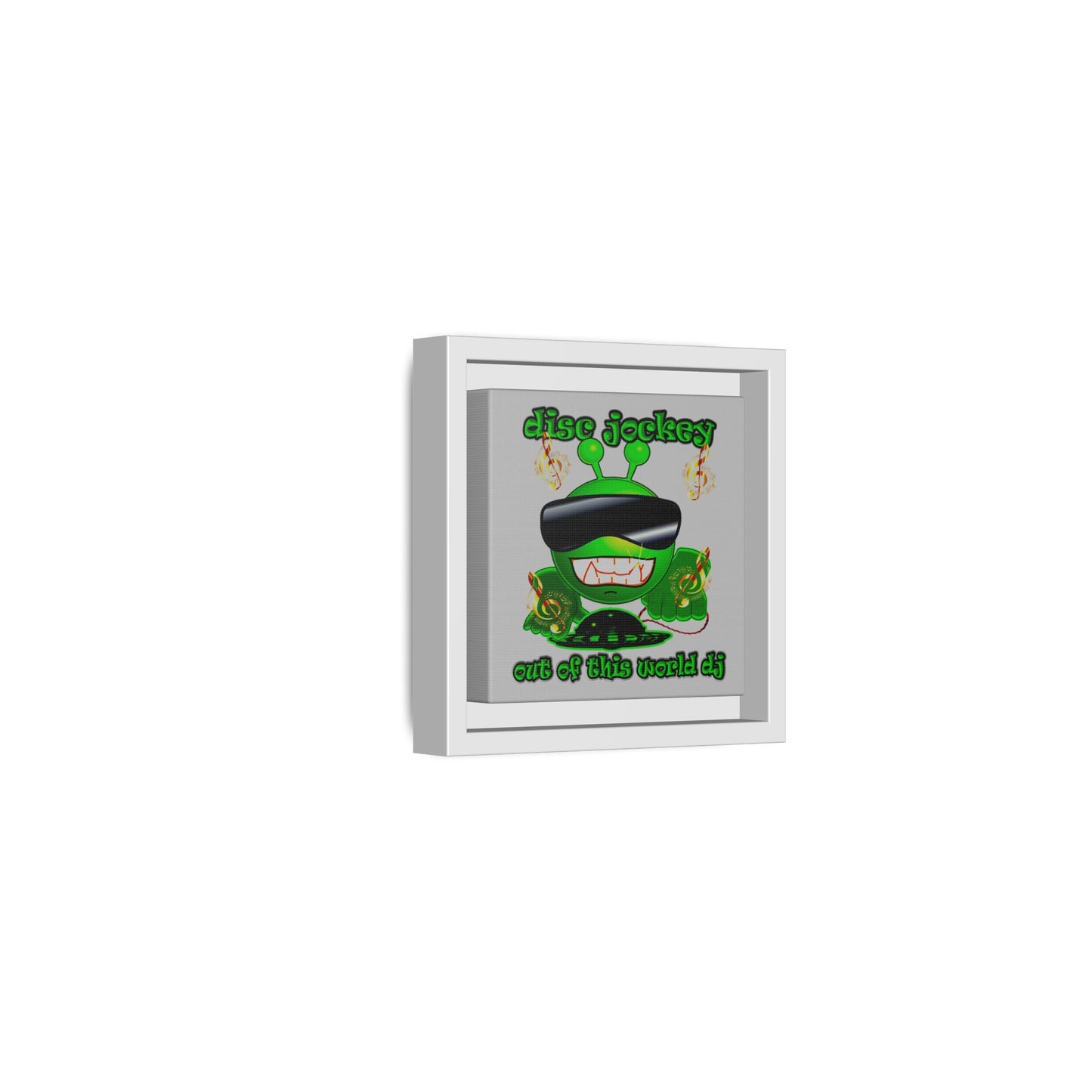 disc jockey - framed canvas art (light grey)