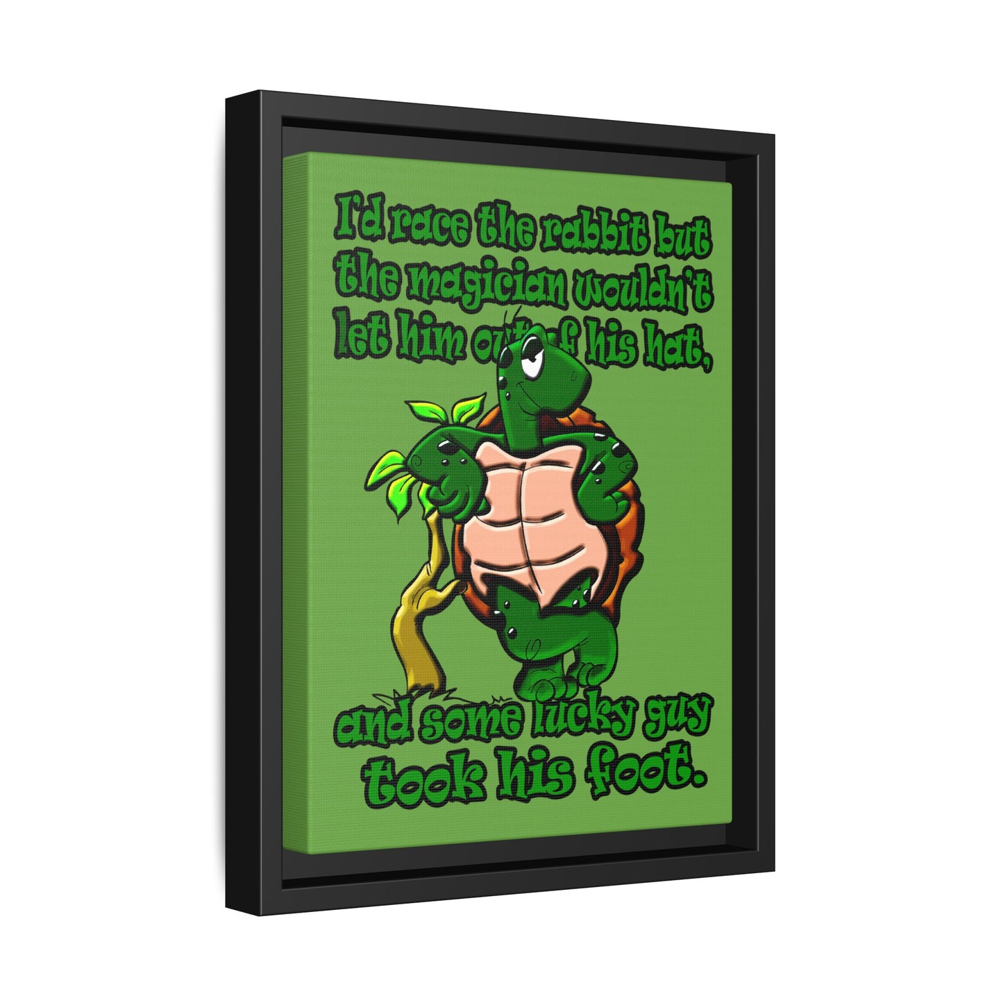 turtle race - framed canvas art (green)