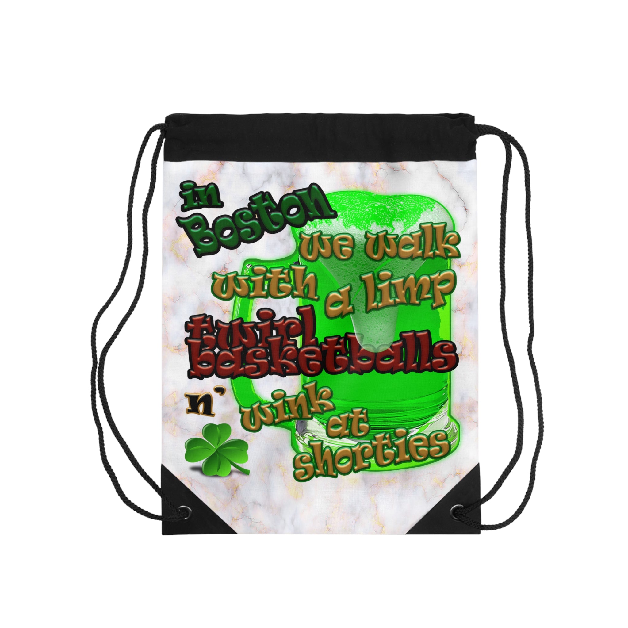 celtics logo - Drawstring Bag (white marble)