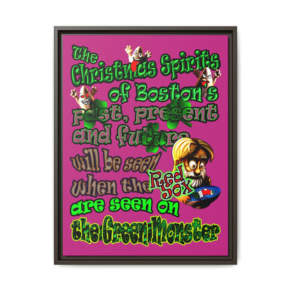 christmas spirits of boston - framed canvas art (pink)