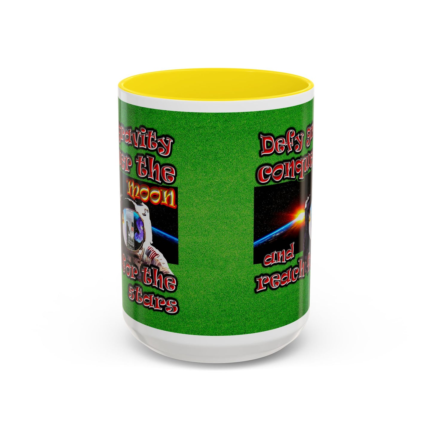 defy conquer reach - Accent Mug (green turf)