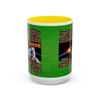 defy conquer reach - Accent Mug (green turf)