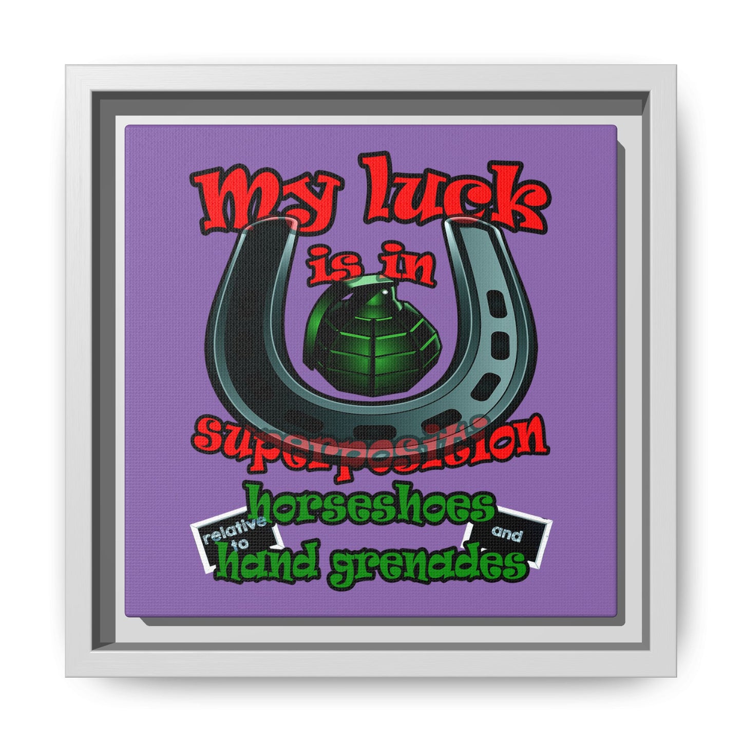 my luck - framed canvas art (light purple)