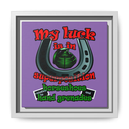 my luck - framed canvas art (light purple)