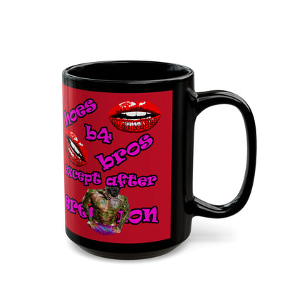 hoes b4 bros - Black Mug (dark red)