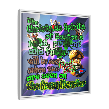 christmas spirits of boston - framed canvas art (grey-pink wave)