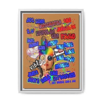 drop the beat - framed canvas art (light brown)