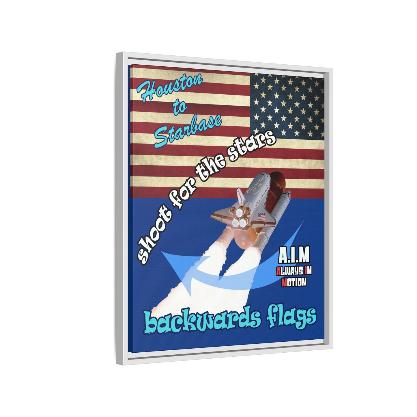 shoot for the stars - framed canvas art (dark blue)