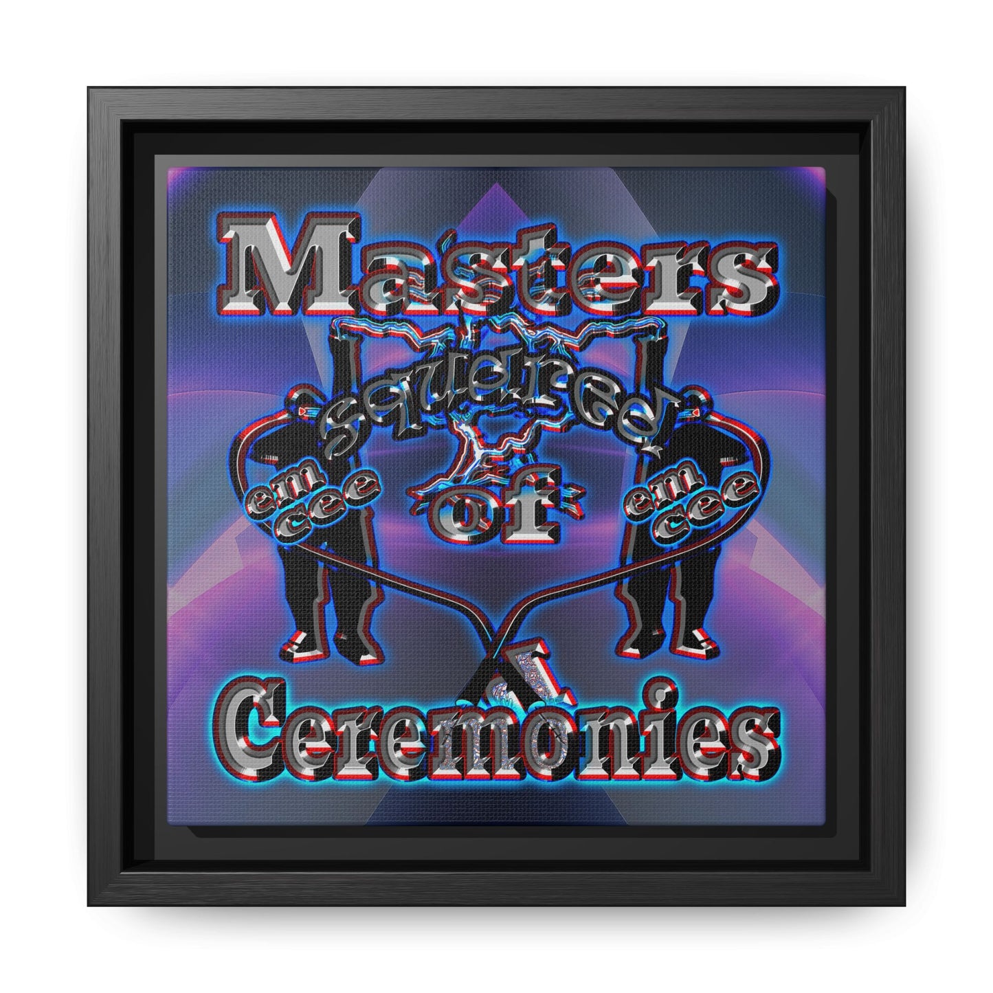 em cee squared - framed canvas art (grey-pink wave)