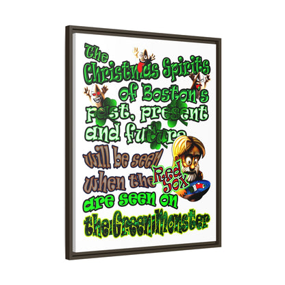 christmas spirits of boston - framed canvas art (white)