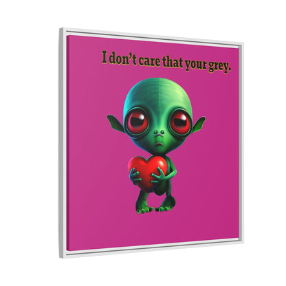 I don't care that your grey - framed canvas art (pink)