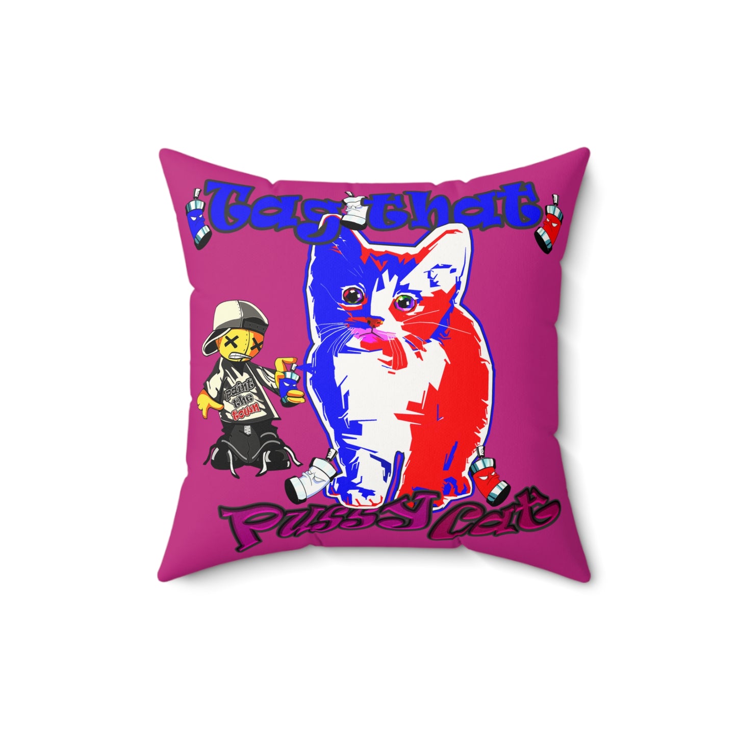 tag that - Faux Suede Square Pillow - (pink)