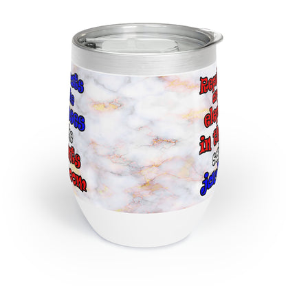 donkeys and elephants - Chill Wine Tumbler (white marble)