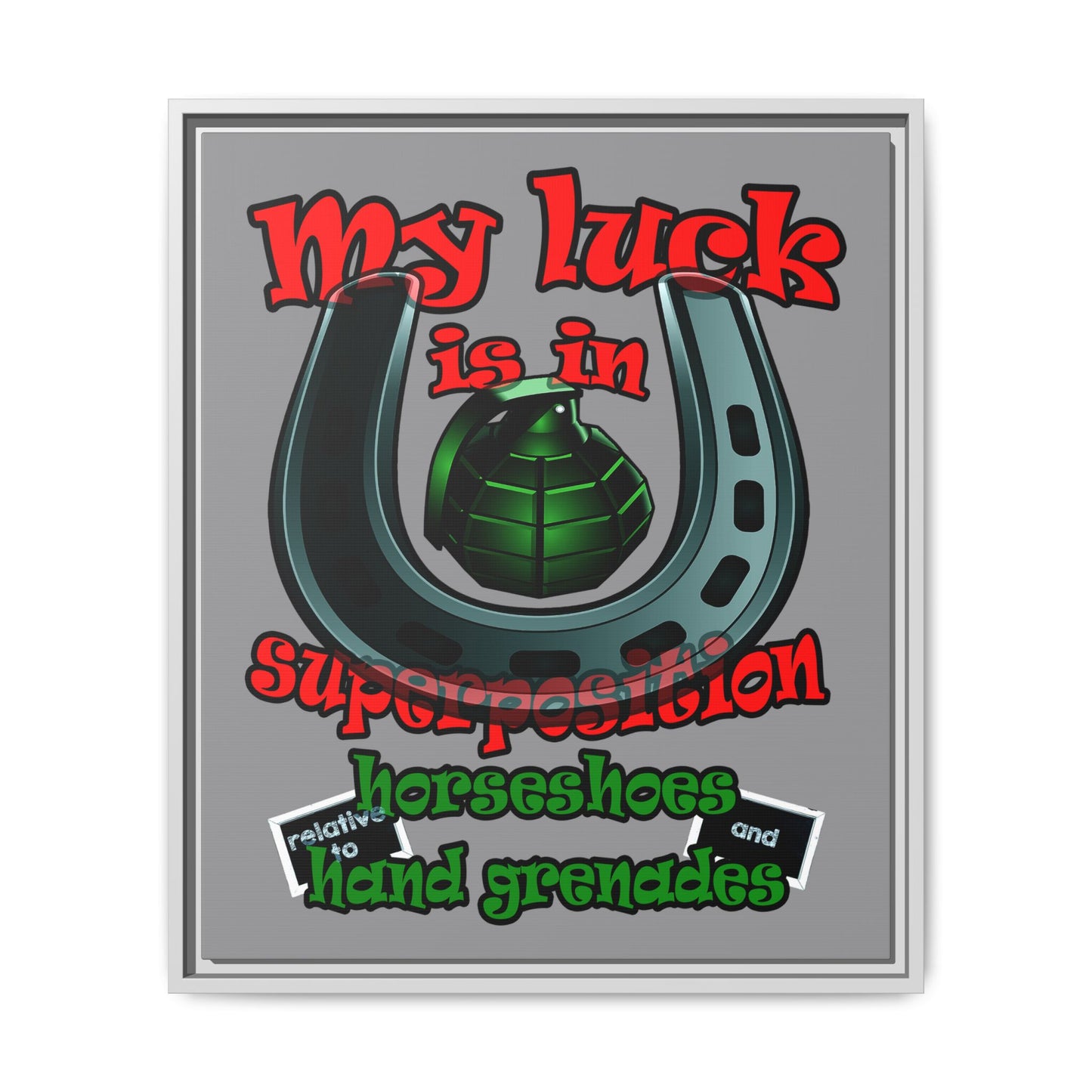 my luck - framed canvas art (grey)