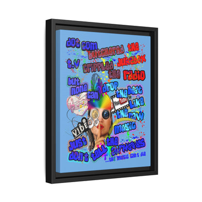 drop the beat - framed canvas art (light blue)