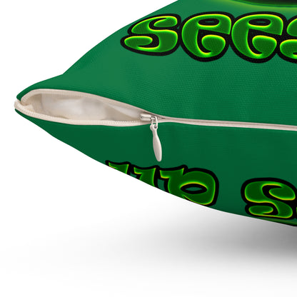 green monster - Spun Polyester Square Pillow - (dark green)