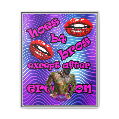 hoes b4 bros - framed canvas art (purple wave)