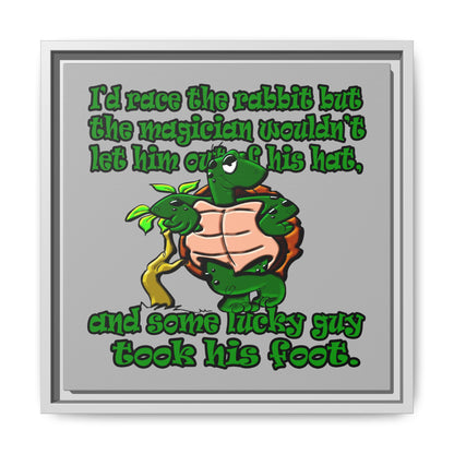 turtle race - framed canvas art (light grey)