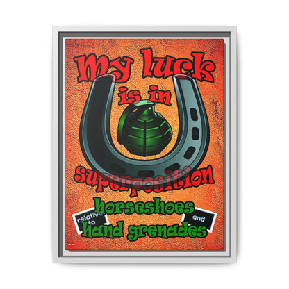my luck - framed canvas art (burnt orange)