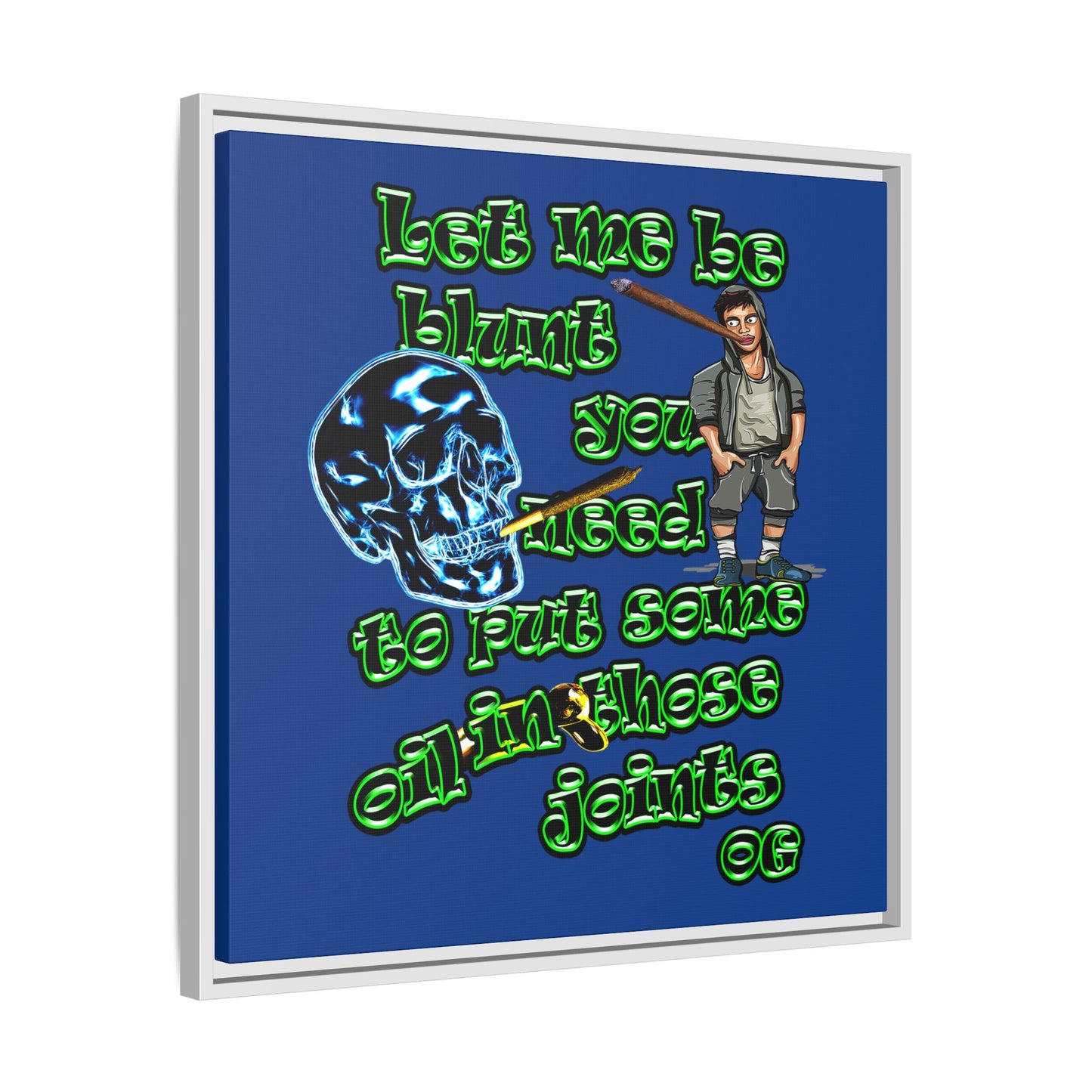 og - framed canvas art (dark blue)
