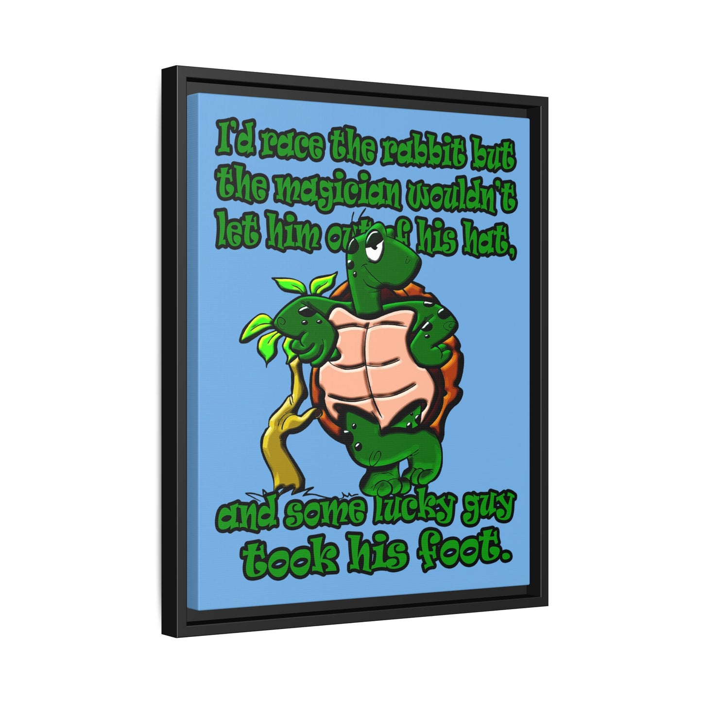 turtle race - framed canvas art (light blue)