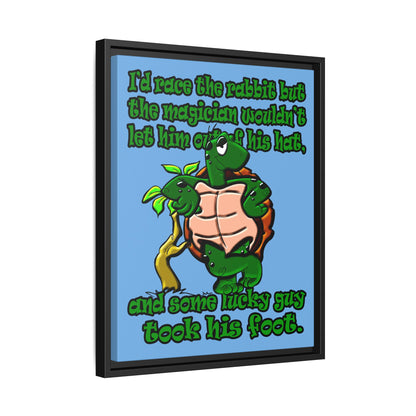 turtle race - framed canvas art (light blue)