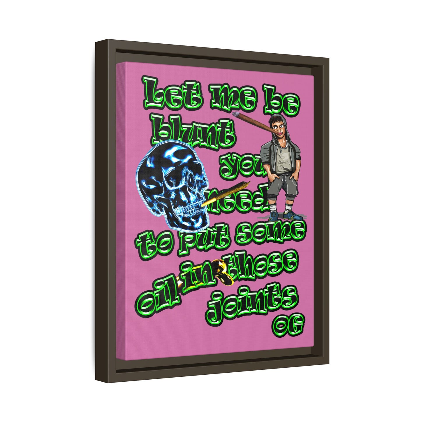 og - framed canvas art (light pink)