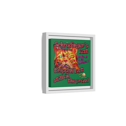 schrodinger's cat - framed canvas art (dark green)