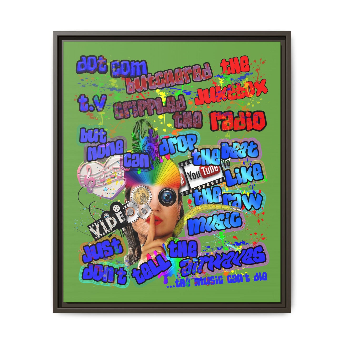 drop the beat - framed canvas art (green)